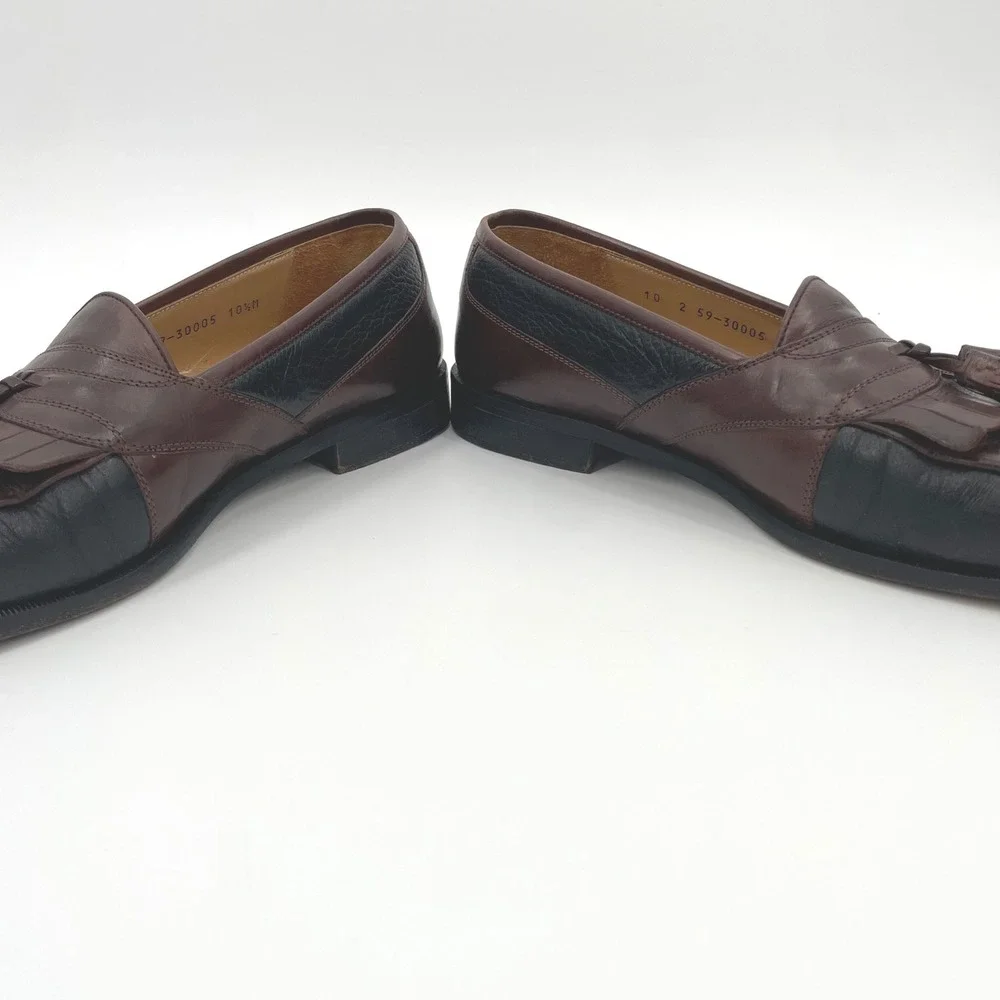 Johnston & Murphy Loafers Mens 10.5 M Brown‎ Black Leather Kiltie Tassel Vintage